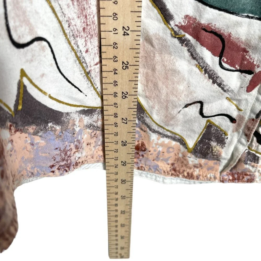 Vintage Kolorway USA Denim Button Up Shirt Womens Large Hand Painted Art to Wear - Picture 7 of 14